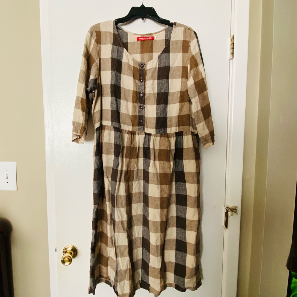 Pyne and Smith Number 12 Dartmoor Plaid Linen Dress XXL